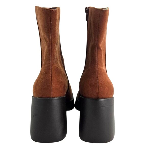 Sun + Stone Womens  Size 11 Tiannaa Faux Suede Square Toe Booties Brown Block He - Picture 8 of 9